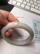 Load image into Gallery viewer, 59mm certified 100% Natural type A sunny green light purple white Jadeite Jade bangle PC252-0322
