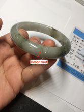 Load image into Gallery viewer, 57.7mm certified Type A 100% Natural dark green brown white with floating seaweed Jadeite Jade bangle BS24-7692