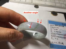 Load image into Gallery viewer, 52mm certified 100% natural Type A light green white purple gray with green floating flowers thin jadeite bangle PF57-5619