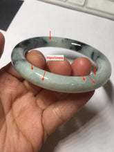 Load image into Gallery viewer, 57.8mm certified 100% natural type A dark green white with green floating flowers jadeite bangle PH147-5857