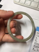 Load image into Gallery viewer, 54.5mm Certified type A 100% Natural light green gray black slim round cut Jadeite bangle PA201-2443