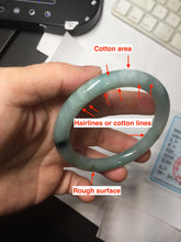 Load image into Gallery viewer, 55.5mm Certified Type A 100% Natural Dark Green Blue Gray Black Moonlit Ink (水墨月色) Round Cut Jadeite Jade Bangle AZ141-0759
