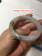 Load image into Gallery viewer, 57.5mm Certified Type A 100% Natural icy watery white purple black brown seaweeds and golden sand Jadeite Jade bangle H161-7033