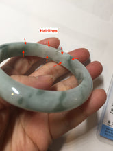 Load image into Gallery viewer, 57.5mm certified 100% natural Type A watermelon-rind green white Cool White Base with Misty Green Patches jadeite bangle PE17-2123