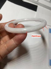 Load image into Gallery viewer, 54mm Certified type A 100% Natural light purple white slim round cut Jadeite bangle BN23-9127