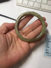 Load image into Gallery viewer, 55.5mm Certified Type A 100% Natural green yellow/sugar brown flying dandelions nephrite Jade bangle HN54-0476