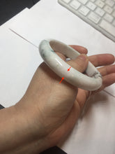 Load image into Gallery viewer, 59.4mm Certificated Type A 100% Natural White purple with green floating flowers Jadeite Jade bangle G110-1-9523