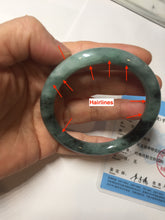 Load image into Gallery viewer, 55mm Certified Type A 100% Natural dark green/gray round cut Jadeite bangle PA227-2426