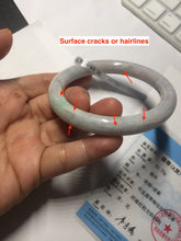 Load image into Gallery viewer, 59mm certified 100% natural type A light green/white/purple slim round cut jadeite jade bangle PC34-2674