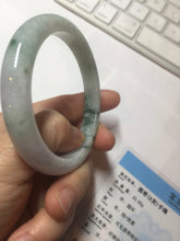 Load image into Gallery viewer, Shopify only 55.3mm Type A 100% Natural light green flying flowers Jadeite Jade bangle E152-2440