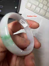 Load image into Gallery viewer, 50.5mm certified 100% natural Type A sunny green white/purple(春带彩) thin jadeite jade bangle BS165-1617