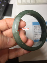 Load image into Gallery viewer, 55.5mm Certified Type A 100% Natural oily dark green(老油青)/gray Jadeite bangle BG230-0389