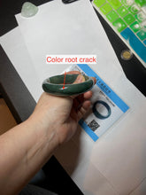 Load image into Gallery viewer, 57.5mm certified type A 100% Natural icy watery dark green/black Jadeite jade bangle AM71-1090
