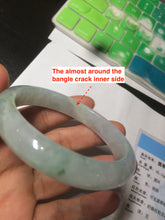 Load image into Gallery viewer, 55mm Certified type A 100% Natural super icy watery sunny green Jadeite bangle AY26-1659