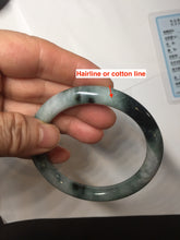 Load image into Gallery viewer, 55.7mm Certified Type A 100% Natural Dark Green Blue Gray Black Slim Moonlit Ink (水墨月色)Round Cut Jadeite Jade Bangle BS146-0748