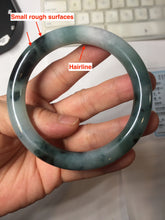 Load image into Gallery viewer, 57.7mm Certified Type A 100% Natural Dark Green Blue Gray Black Moonlit Ink (水墨月色) Round Cut Jadeite Jade Bangle BS148-0737