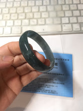 Load image into Gallery viewer, 52.8mm Certified Type A 100% Natural icy watery deep sea green/blue/gray/black Guatemala Jadeite bangle PJ31-6391