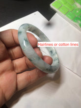 Load image into Gallery viewer, 55.5mm certificated Type A 100% Natural light green/white with green floating flowers Jadeite Jade bangle AM82-1632