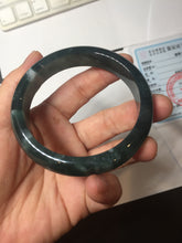 Load image into Gallery viewer, 56.4mm Certified Type A 100% Natural icy watery dark green/blue/gray/black Guatemala Jadeite bangle BH233-0257