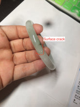 Load image into Gallery viewer, 54.5mm Certified type A 100% Natural icy watery dark green/white round cut Jadeite bangle BG74-0417