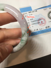 Load image into Gallery viewer, 57mm Certified Type A 100% Natural sunny green white purple gray Jadeite bangle PE122-1261