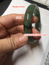 Load image into Gallery viewer, 55.5mm Certified Type A 100% Natural oily dark green(老油青)/gray Jadeite bangle BG227-3215