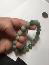 Load image into Gallery viewer, 9.9-10.5mm size 52-62mm 100% natural type A light green jadeite jade beads bracelet PC53