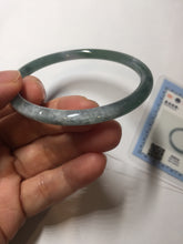 Load image into Gallery viewer, 56.3mm Certified Type A 100% Natural dark green/blue/gray with Guatemala slim round cut Jadeite bangle BG202-8832