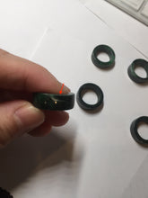Load image into Gallery viewer, 100% natural type A dark green/sunny green/black jadeite jade band ring PB222