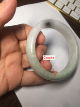 Load image into Gallery viewer, 55mm certified type A 100% Natural light green/white jadeite jade bangle AE66-6537