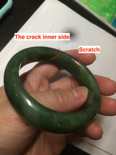 Load image into Gallery viewer, 52.7mm 100% Natural dark green/black nephrite Jade (碧玉) bangle HF36