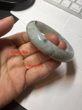 Load image into Gallery viewer, 54.5mm Certified 100% natural Type A white with green floating flowers jadeite jade bangle BN19-7053