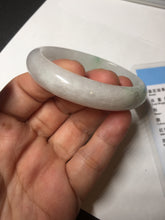 Load image into Gallery viewer, 47mm certified 100% natural Type A icy watery sunny green white oval jadeite jade bangle BP47-9362