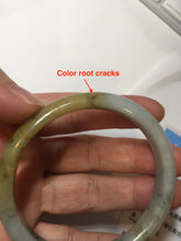 Load image into Gallery viewer, 52mm certified Type A 100% Natural light green yellow brown autumn colors slim oval Jadeite Jade bangle Q140-4074