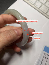 Load image into Gallery viewer, 54.6mm certified 100% natural Type A light gray white purple round cut jadeite jade bangle AA120-4902