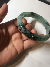 Load image into Gallery viewer, Shopify only! 59mm certified type A 100% Natural icy watery green/black Jadeite Jade bangle BM44-8566