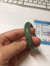 Load image into Gallery viewer, 52.4mm Certified Type A 100% Natural Oily Dark Green Gray Black(油青) Oval Jadeite Jade Bangle PH260-7132