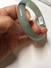 Load image into Gallery viewer, 55.2mm certified type A 100% Natural icy watery light green with dark green flowers jadeite jade bangle PH58-1057