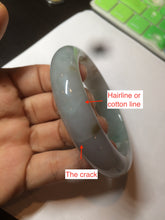 Load image into Gallery viewer, Reserved! Please don't order. 56.8mm certified type A 100% Natural icy watery green/white/brown/purple jadeite jade bangle Z127-4408