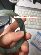 Load image into Gallery viewer, 51.5mm Certified Type A 100% Natural Oily Dark Green Gray Black with Flying Snow Oval Jadeite Jade Bangle PC207-7685
