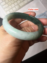 Load image into Gallery viewer, 53.4mm certified 100% natural Type A oily dark green gray black(老油青) half mountain half water (半山半水) oval jadeite jade bangle BS177-0063