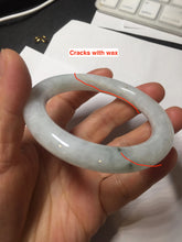 Load image into Gallery viewer, 53.5mm Certified Type A 100% Natural light green white round cut Jadeite bangle PF60-0516