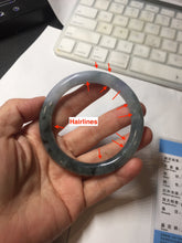 Load image into Gallery viewer, 55mm Certified Type A 100% Natural icy watery dark green/purple/gray round cut Jadeite bangle AA132-6931