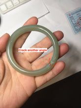 Load image into Gallery viewer, 54.5mm certified 100% Natural icy watery dark green gray nephrite bangle HN154-9685
