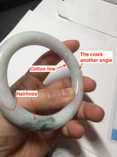 Load image into Gallery viewer, 60mm certified 100% natural light green/white/purple chubby round cut jadeite jade bangle BS40-8569