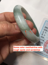 Load image into Gallery viewer, 55.5mm certified 100% natural Type A oily dark green gray black(老油青) half mountain half water (半山半水) oval jadeite jade bangle BS179-0065