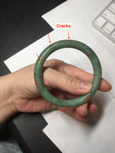 Load image into Gallery viewer, 55.5mm Certified 100% natural Type A dark green/brown round cut jadeite jade bangle BM10-5373