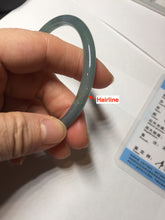 Load image into Gallery viewer, 59.2mm Certified Type A 100% Natural icy watery deep sea dark green/purple/blue/gray/black slim round cut Guatemala Jadeite bangle AU75-3792