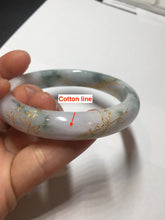 Load image into Gallery viewer, 55.6mm certified 100% natural Type A green white purple carved and golden-painted jadeite jade bangle BH140