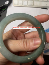 Load image into Gallery viewer, 55.5mm certified type A 100% Natural light green dark green gray(淡油青) jadeite jade bangle BS151-0495